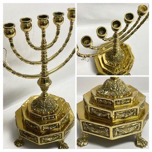 Vintage collectible menorah "brass" with repousse